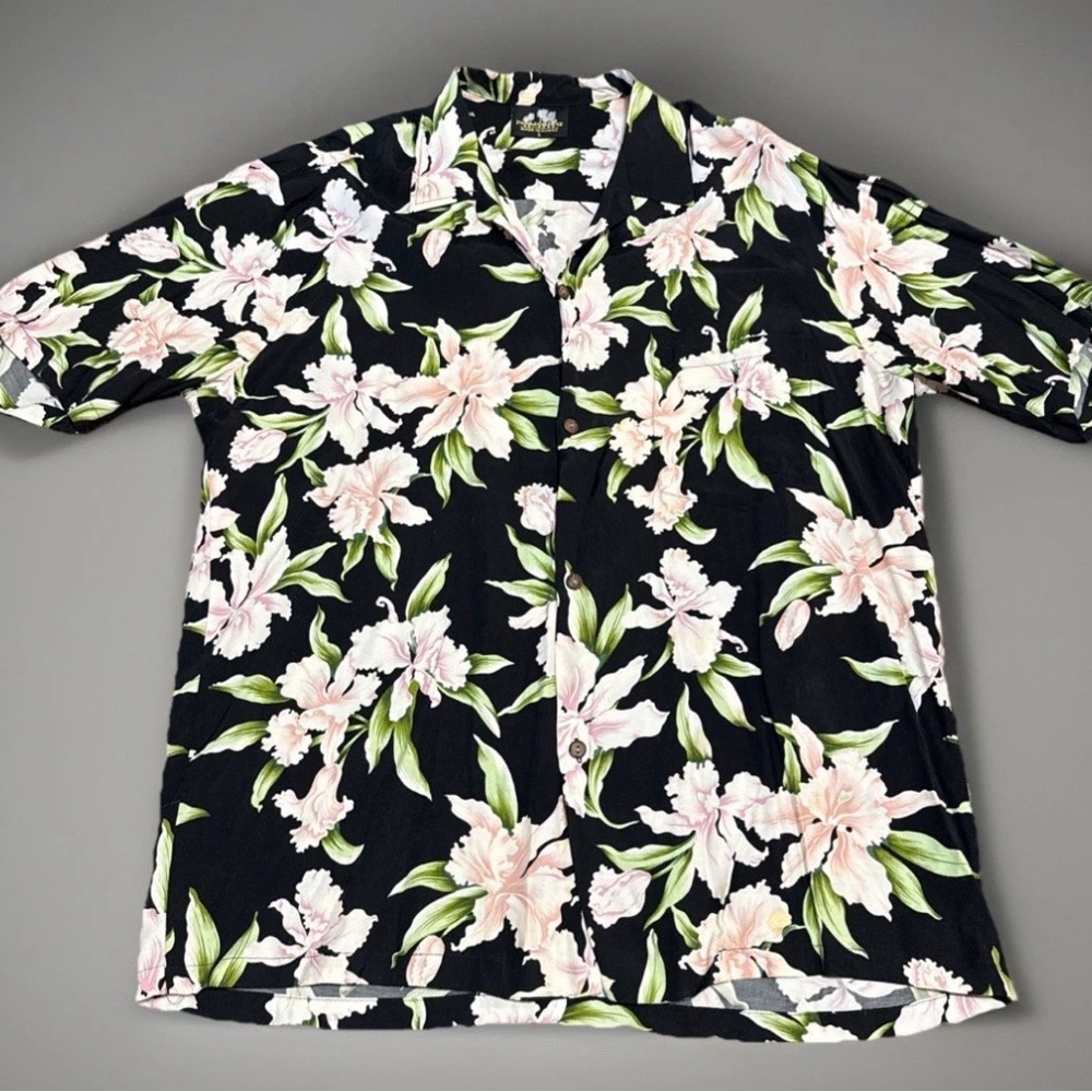 PARADISE BAY Vintage Mens Large Hawaiian Shirt Floral Made In Hawaii